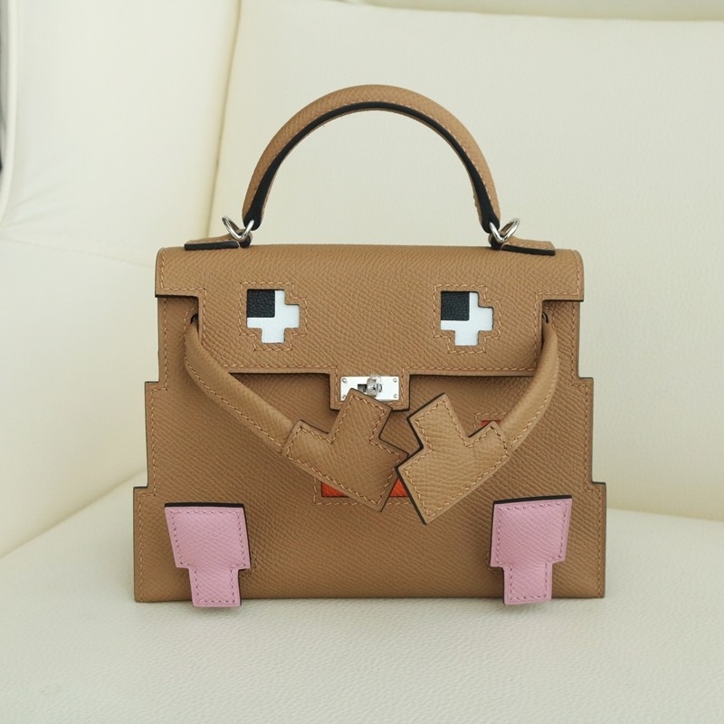 Hermès Kelly doll Picto Epsom Chai / Mauve / Terre Battue / Celeste with phw