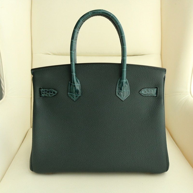 6O Vert Cypress togo and shiny aligator crocodile birkin 30 touch with ghw