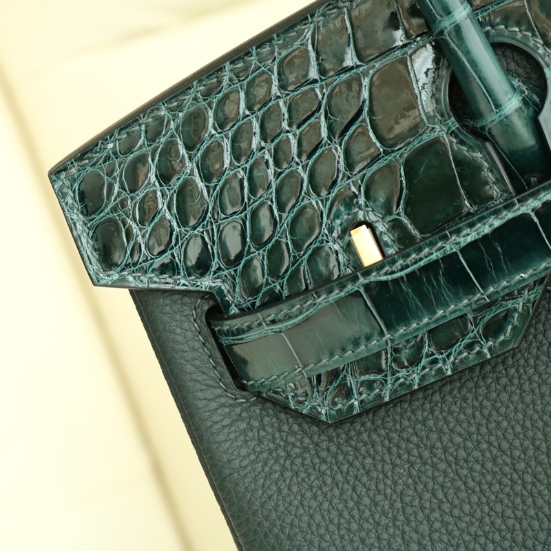 6O Vert Cypress togo and shiny aligator crocodile birkin 30 touch with ghw