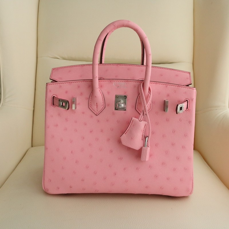 5P Bubblegum ostrich birkin 25 with phw