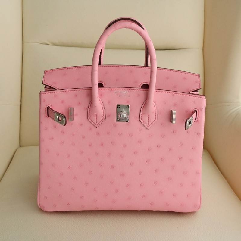 5P Bubblegum ostrich birkin 25 with phw