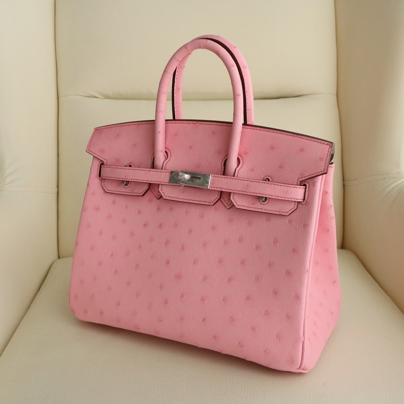 5P Bubblegum ostrich birkin 25 with phw