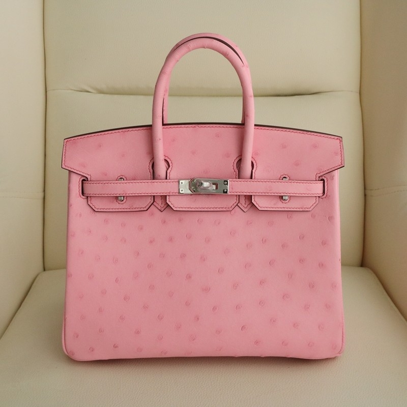 5P Bubblegum ostrich birkin 25 with phw