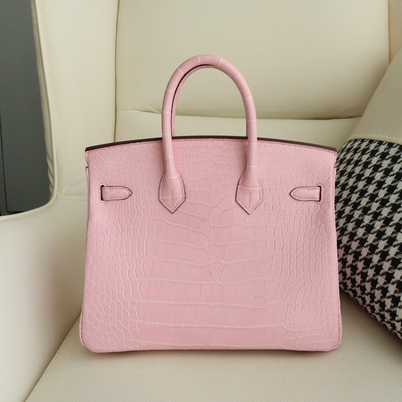 3Q Rose Sakura Matt Alligator crocodile birkin 25 with ghw