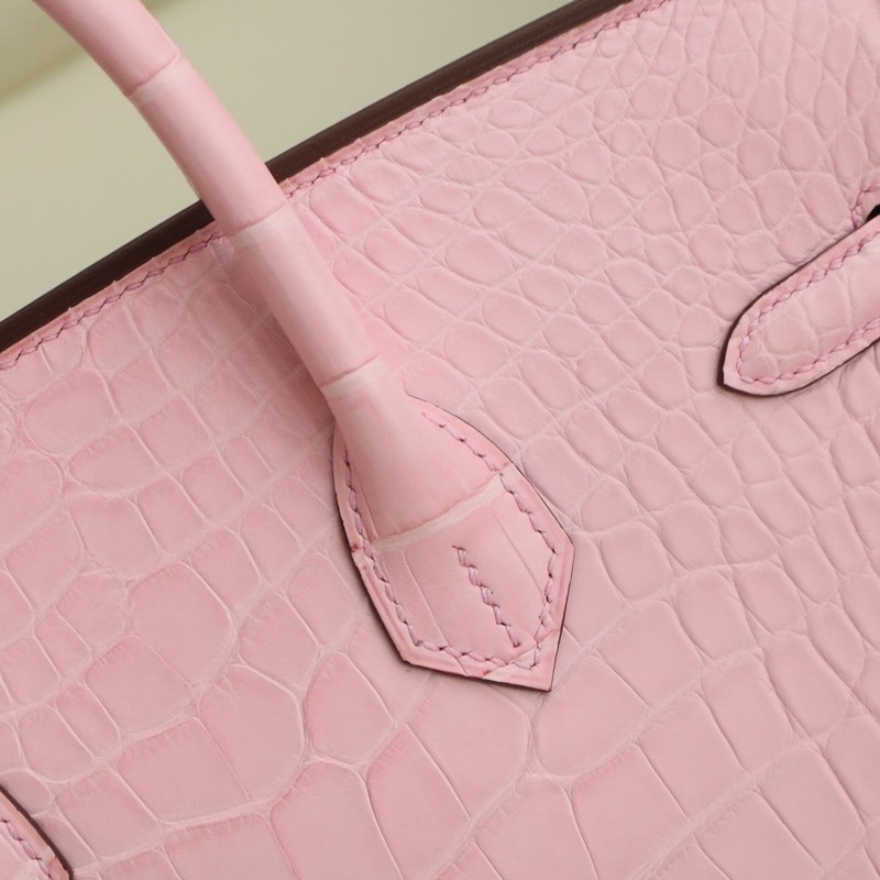 3Q Rose Sakura Matt Alligator crocodile birkin 25 with ghw