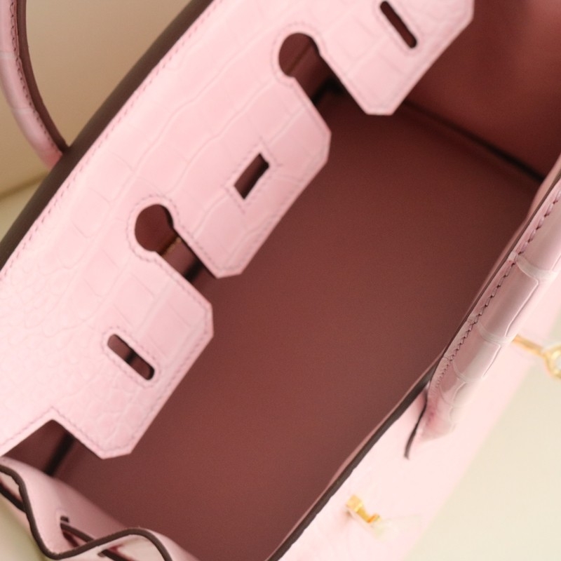 3Q Rose Sakura Matt Alligator crocodile birkin 25 with ghw