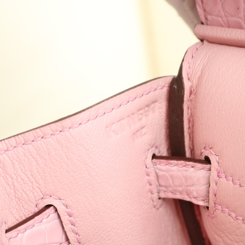 3Q Rose Sakura Matt Alligator crocodile birkin 25 with ghw