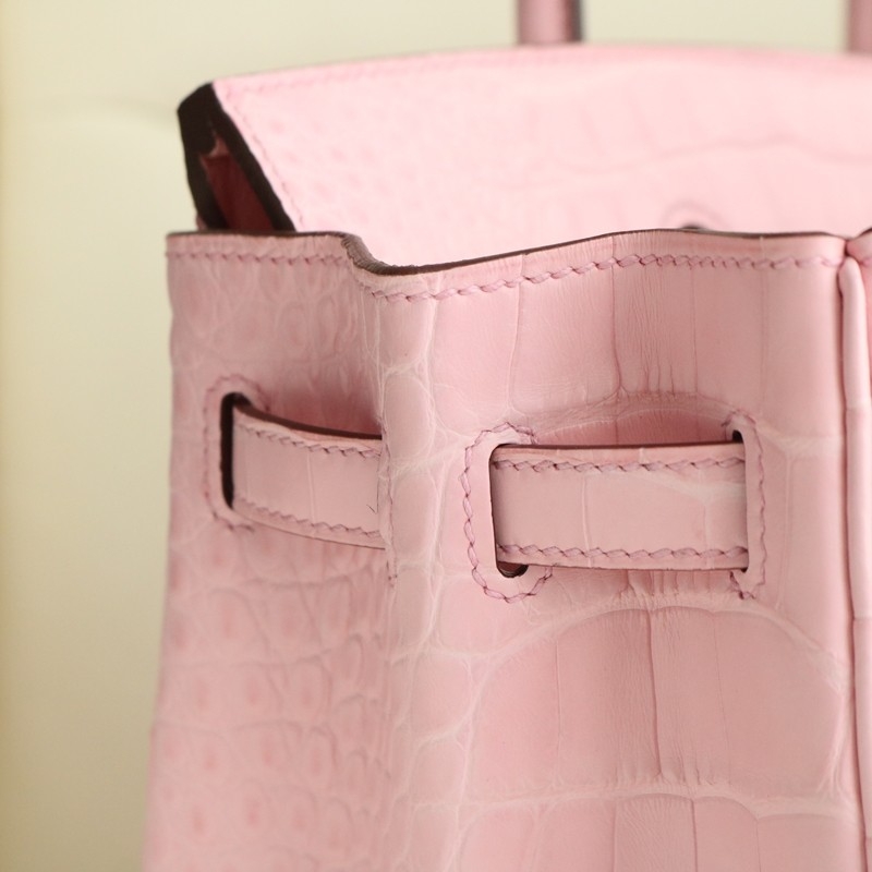 3Q Rose Sakura Matt Alligator crocodile birkin 25 with ghw