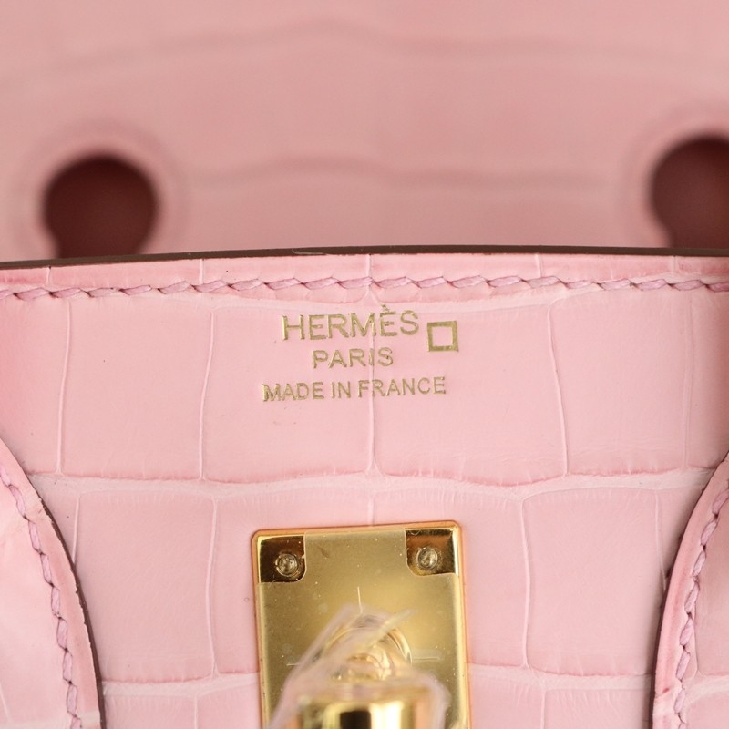 3Q Rose Sakura Matt Alligator crocodile birkin 25 with ghw