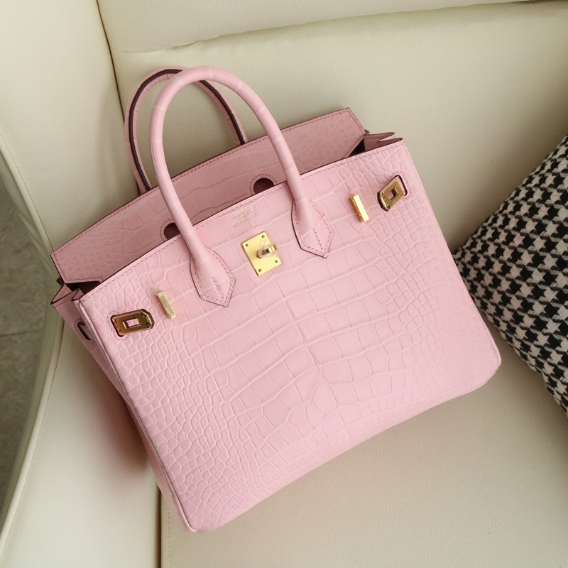 3Q Rose Sakura Matt Alligator crocodile birkin 25 with ghw