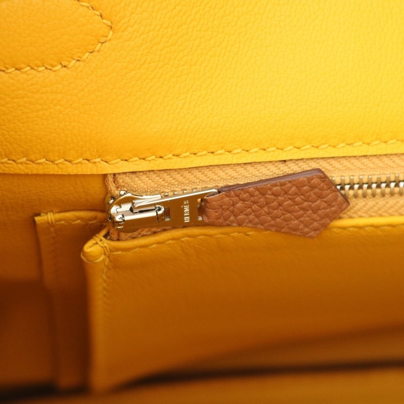 Hermes Birkin Officier 30 Gold/ Jaune ambre Togo leather/ Swift leather Silver hardware