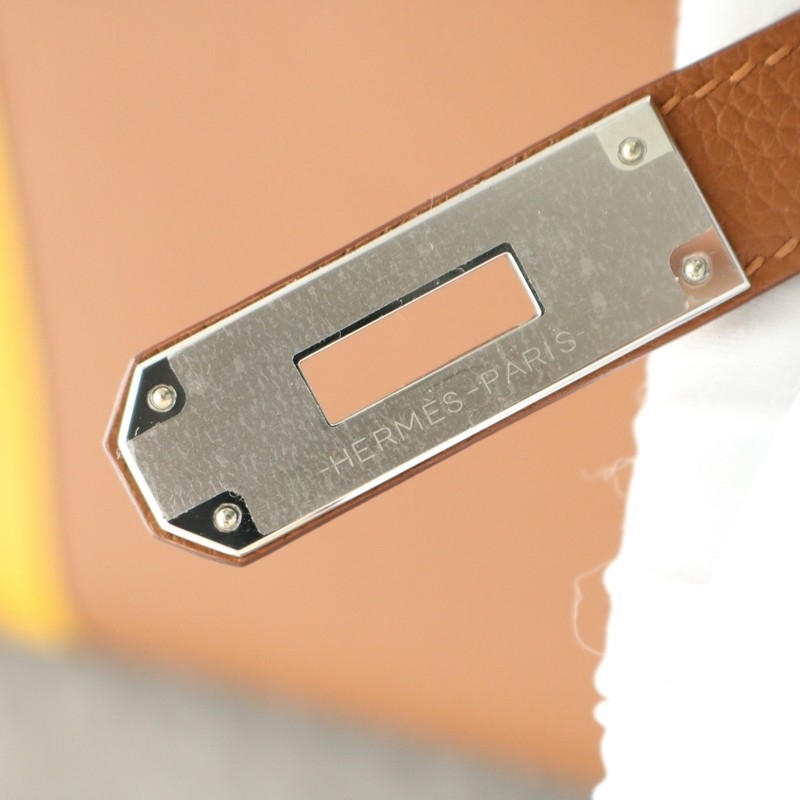Hermes Birkin Officier 30 Gold/ Jaune ambre Togo leather/ Swift leather Silver hardware