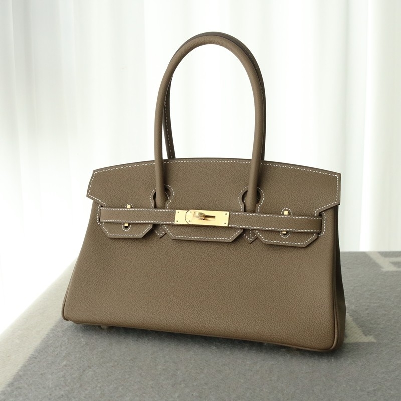 Hermes Shoulder Birkin Light 29 in Etoupe evercolor with gold hardware