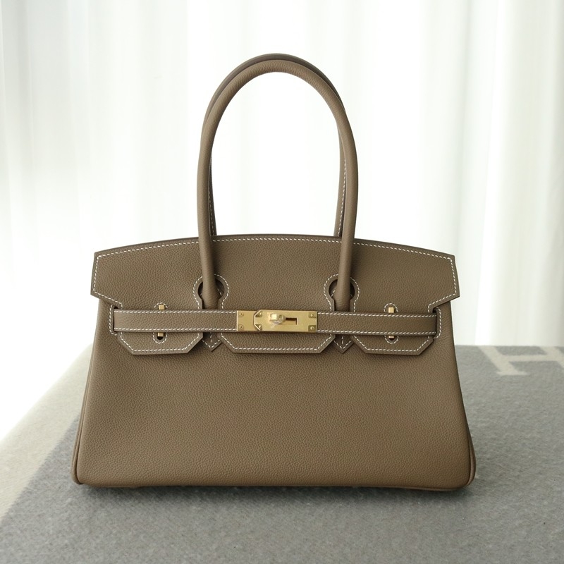 Hermes Shoulder Birkin Light 29 in Etoupe evercolor with gold hardware