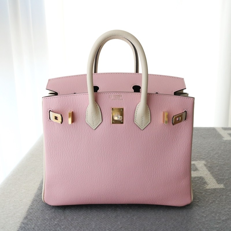 3Q rose sakura and I2 Nata cherve with etoupe interior birkin 25 with GWH