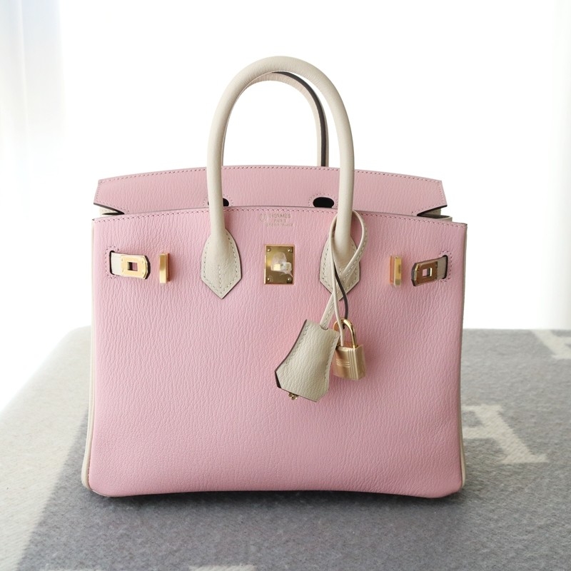 3Q rose sakura and I2 Nata cherve with etoupe interior birkin 25 with GWH