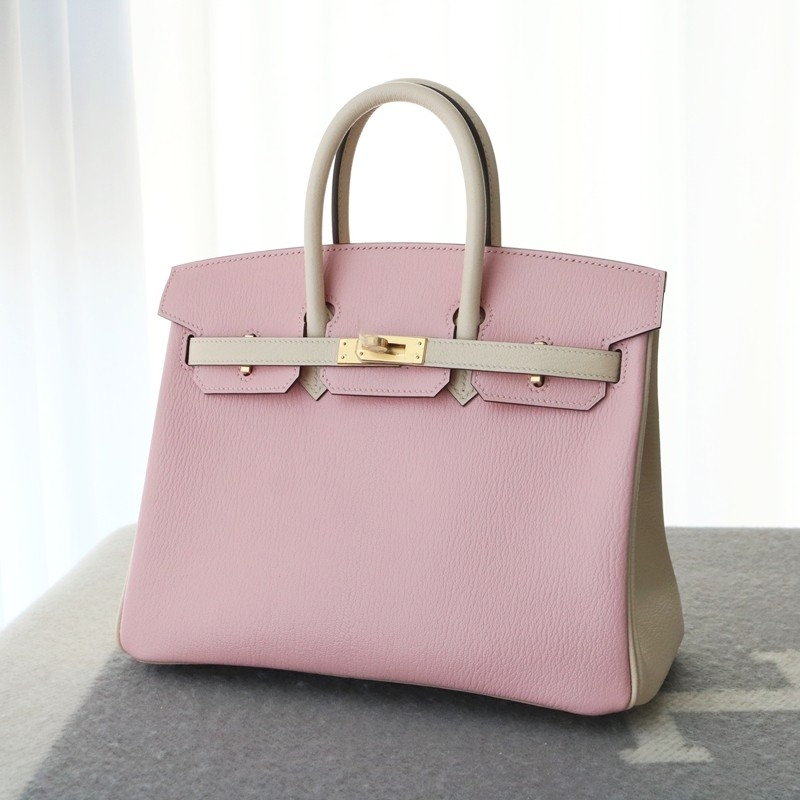 3Q rose sakura and I2 Nata cherve with etoupe interior birkin 25 with GWH