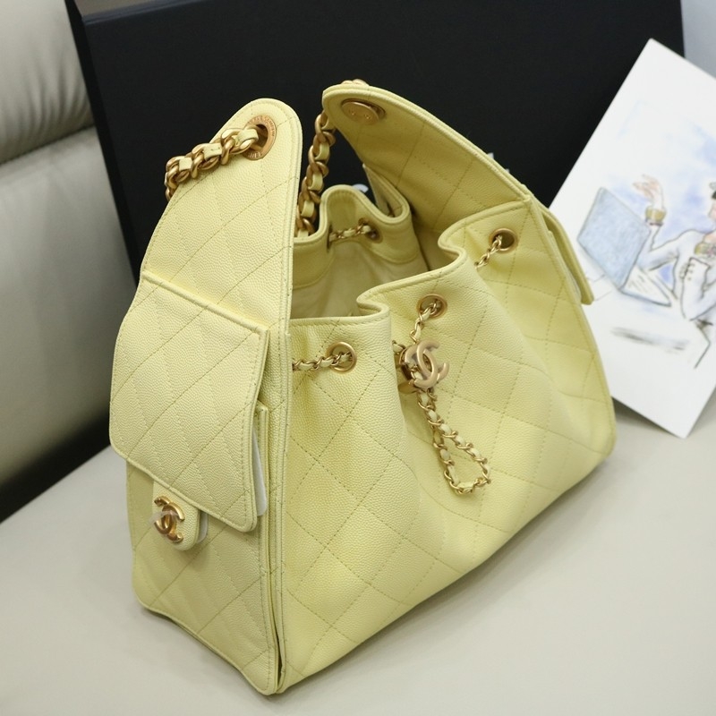 Chanel 25 Small Handbag Grained Calfskin & Gold Light Yellow