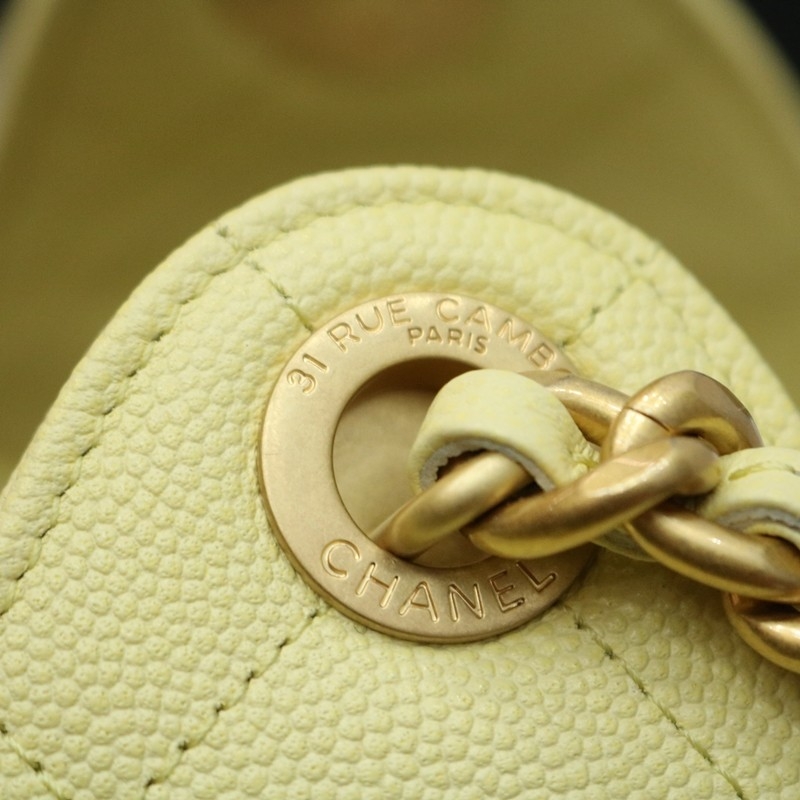 Chanel 25 Small Handbag Grained Calfskin & Gold Light Yellow