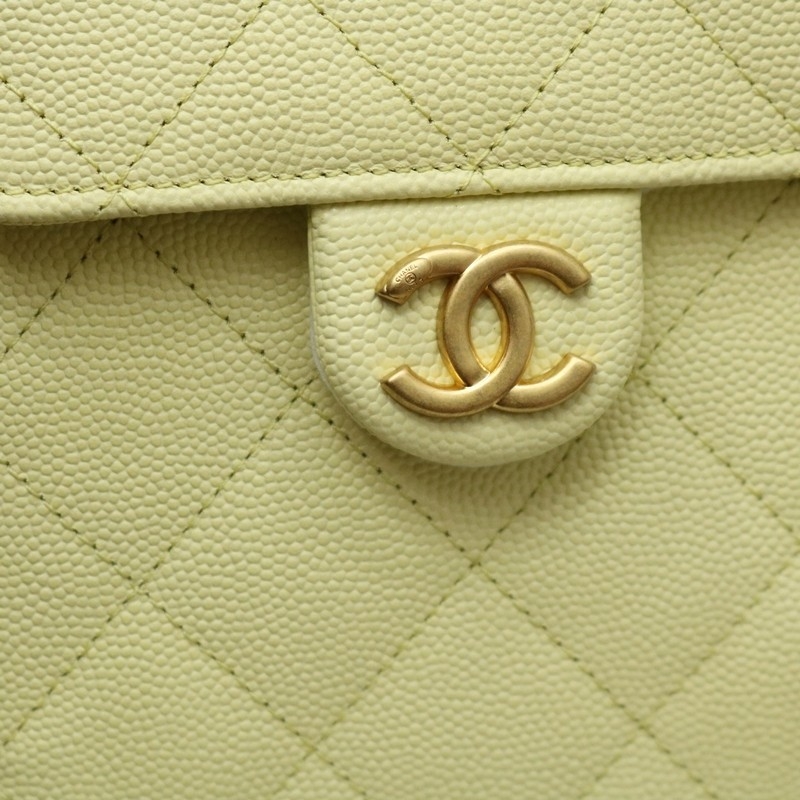 Chanel 25 Small Handbag Grained Calfskin & Gold Light Yellow