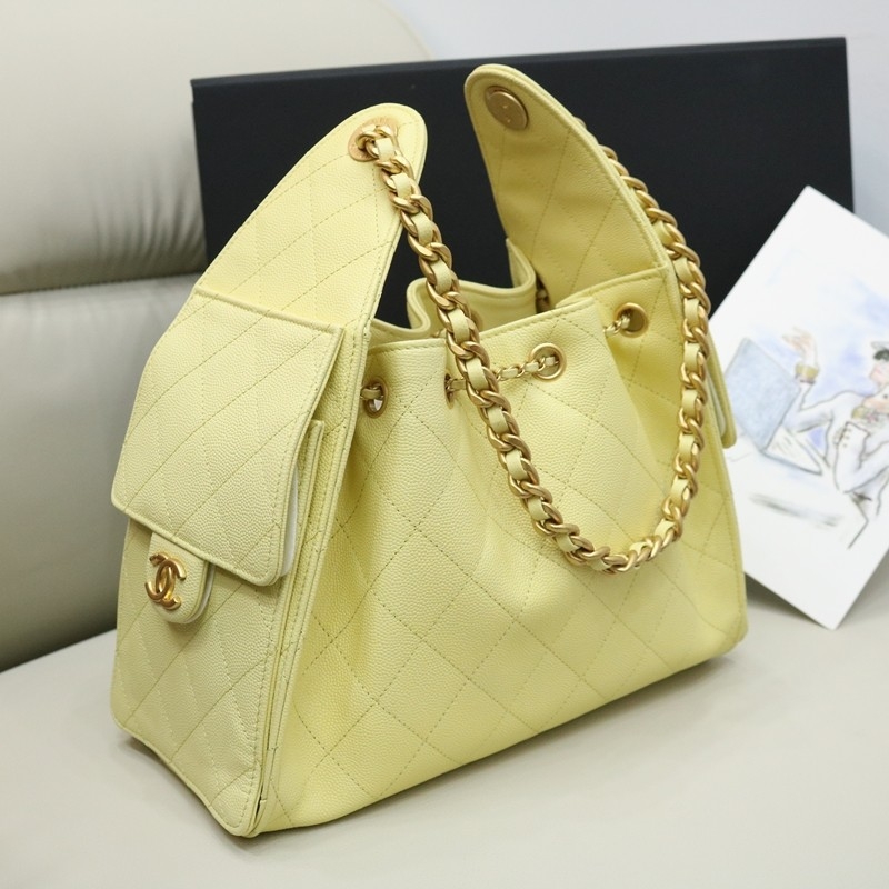 Chanel 25 Small Handbag Grained Calfskin & Gold Light Yellow
