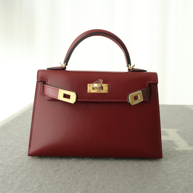 57 Bordeaux box calf kelly mini II with ghw