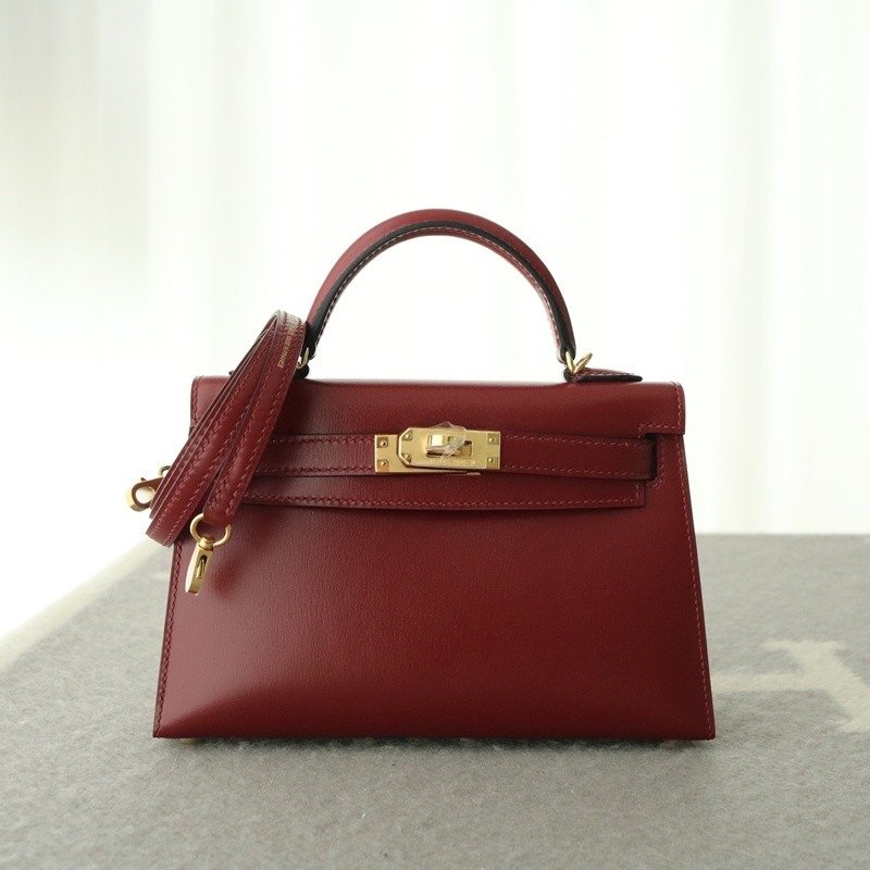 57 Bordeaux box calf kelly mini II with ghw