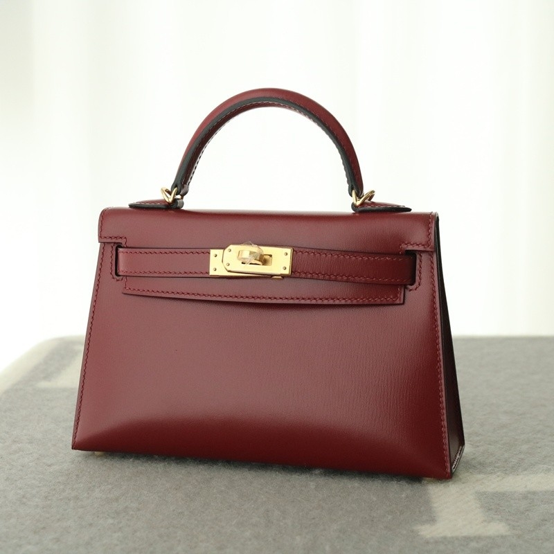 57 Bordeaux box calf kelly mini II with ghw