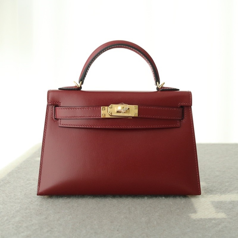 57 Bordeaux box calf kelly mini II with ghw