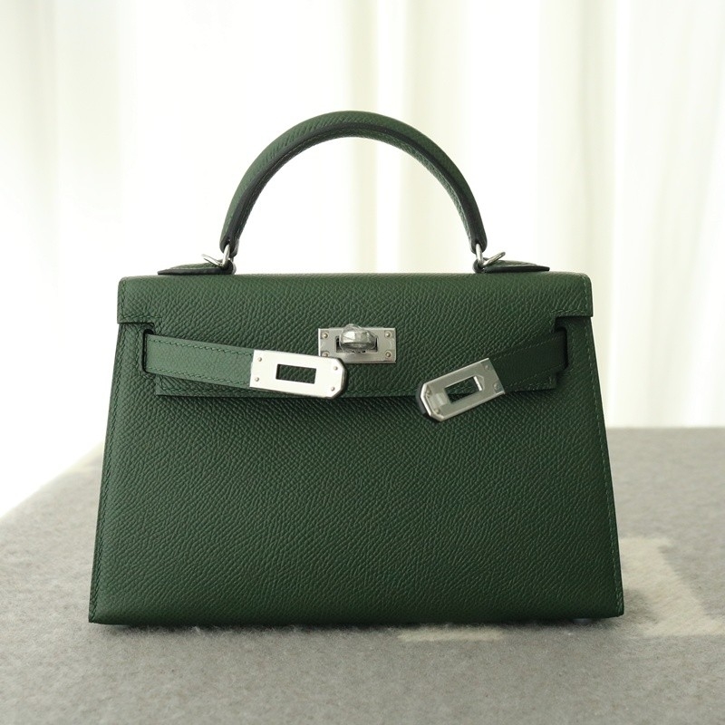6H Vert Veronese Epsom Mini Kelly II With PHW