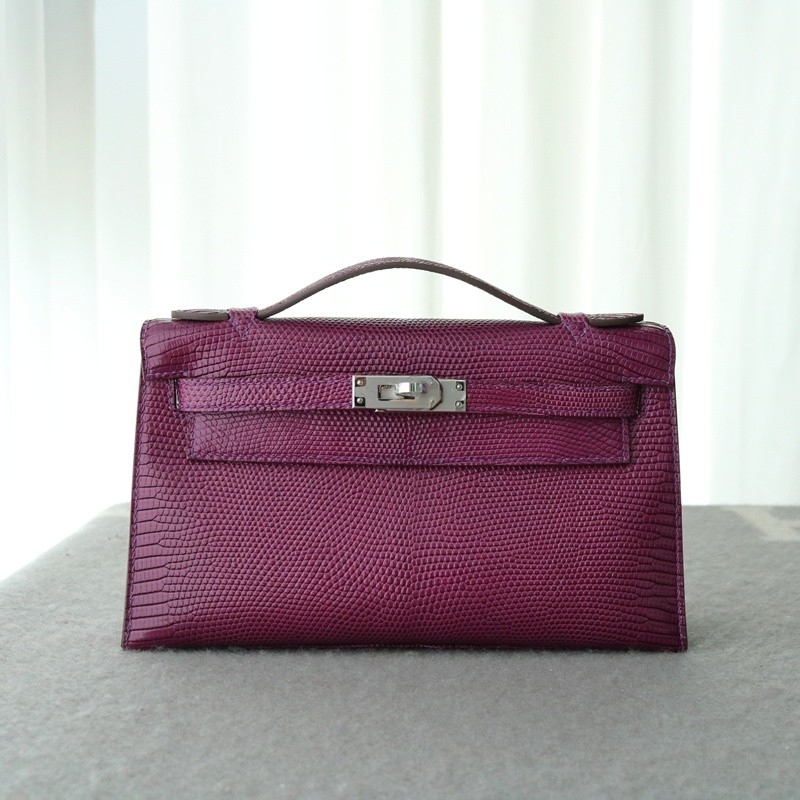 ultraviolet lizard kelly pochette with phw