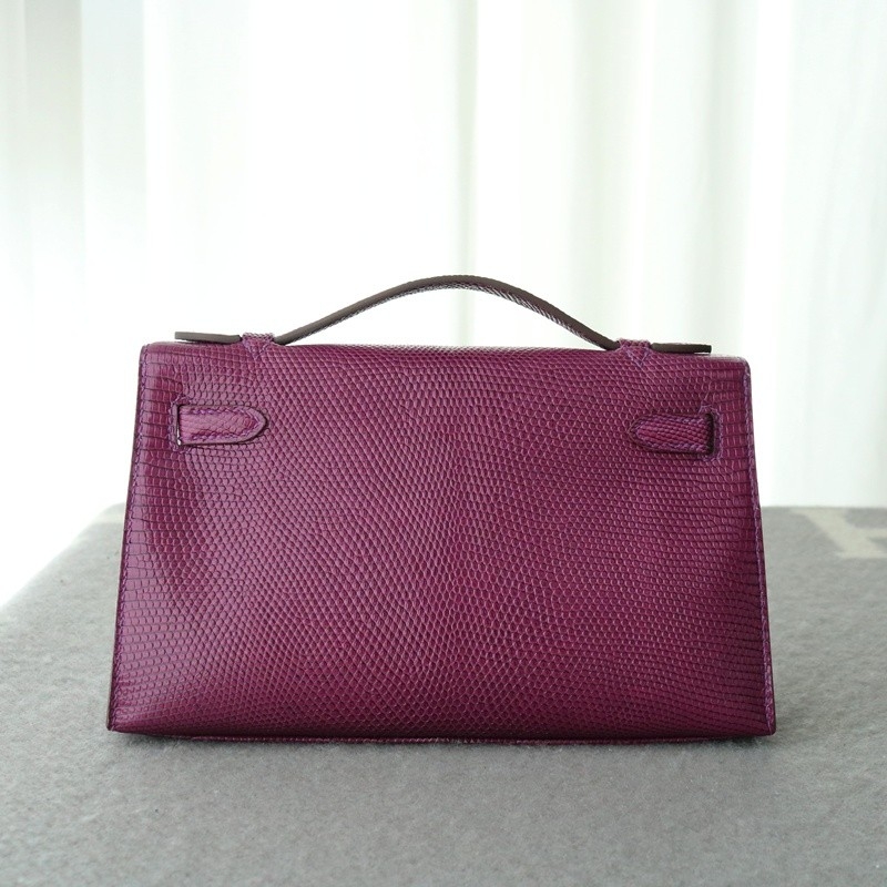 ultraviolet lizard kelly pochette with phw