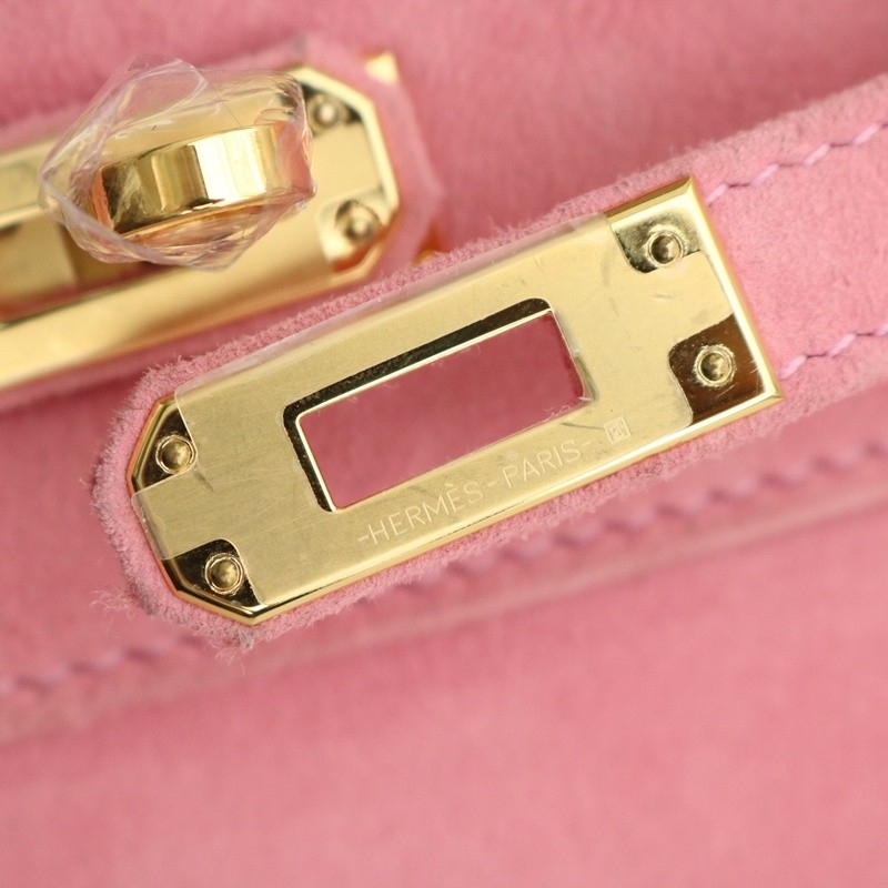 G5 Bois Rose suede kelly Pochette with ghw