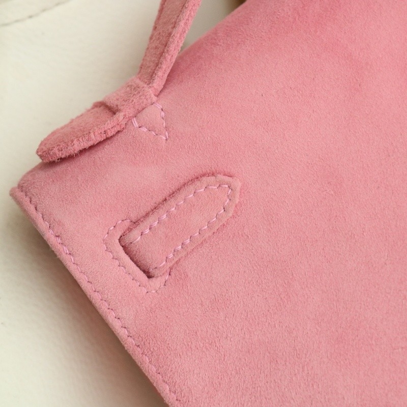 G5 Bois Rose suede kelly Pochette with ghw