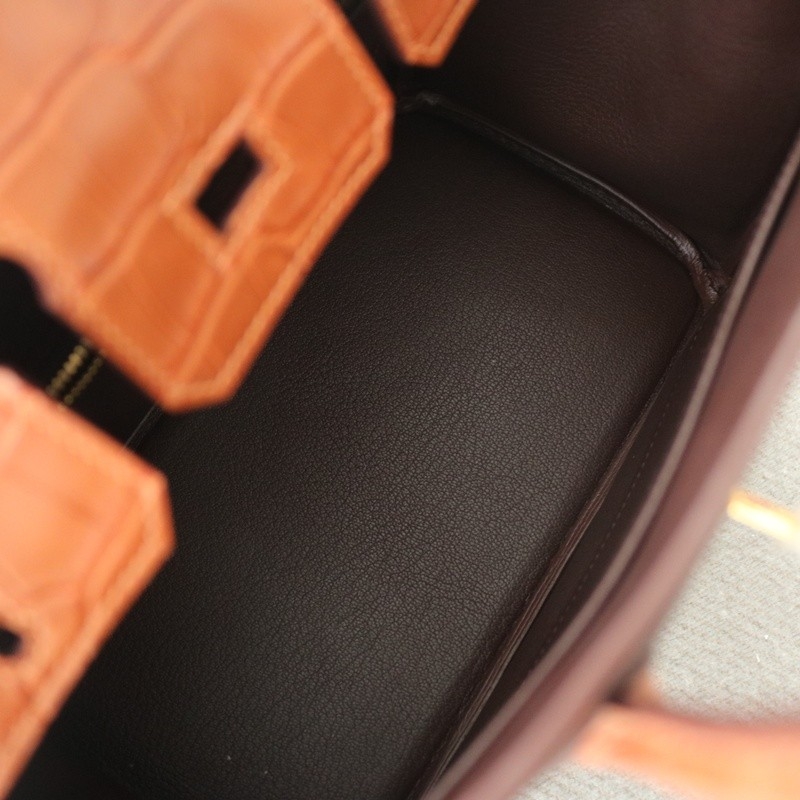 28 CarameI matte aligator & rouge sellier togo Birkin 25 Touch GHW