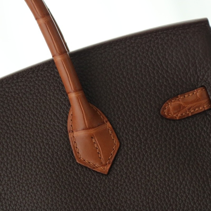 28 CarameI matte aligator & rouge sellier togo Birkin 25 Touch GHW