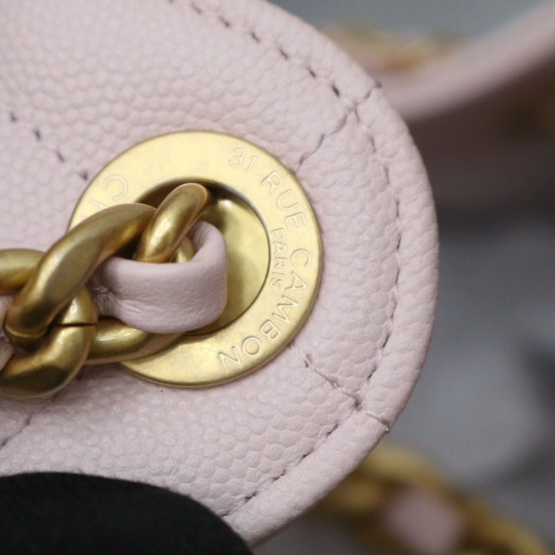 Chanel 25 Small Handbag Grained Calfskin & Gold Light Pink