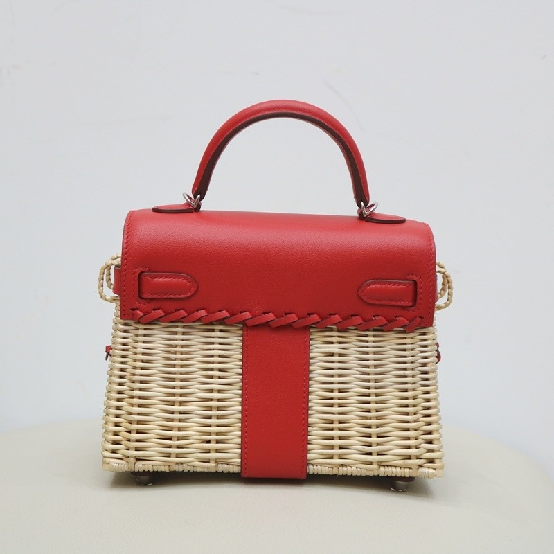 Hermès Mini Picnic Kelly 20 Rouge Coeur Swift Palladium Hardware