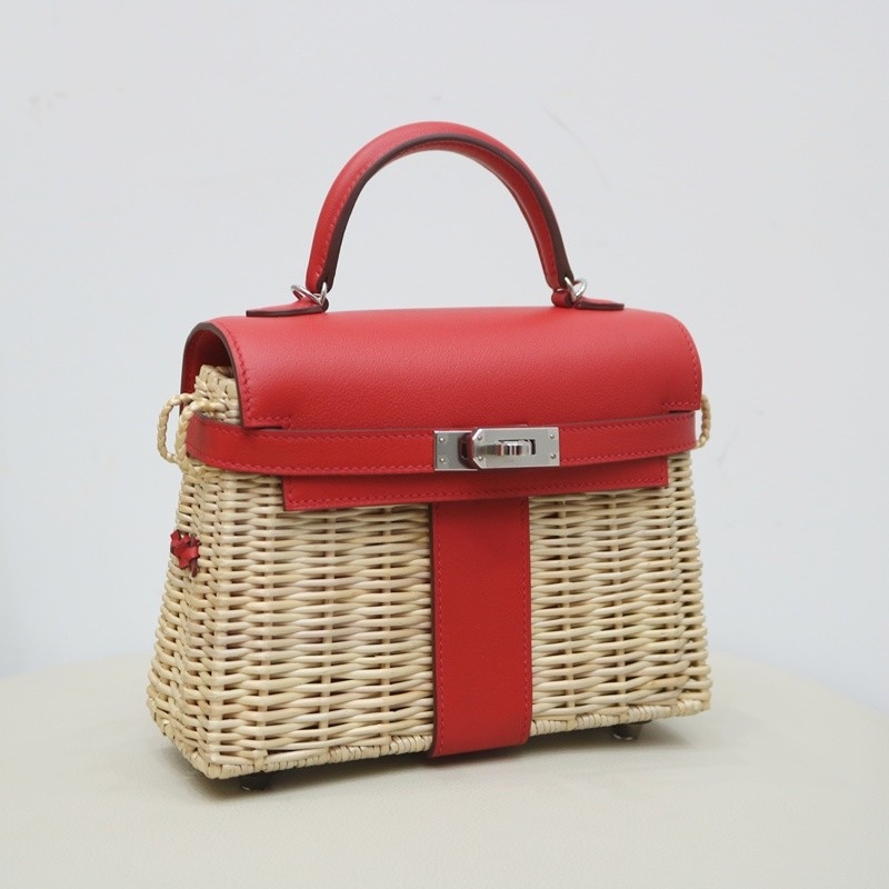 Hermès Mini Picnic Kelly 20 Rouge Coeur Swift Palladium Hardware
