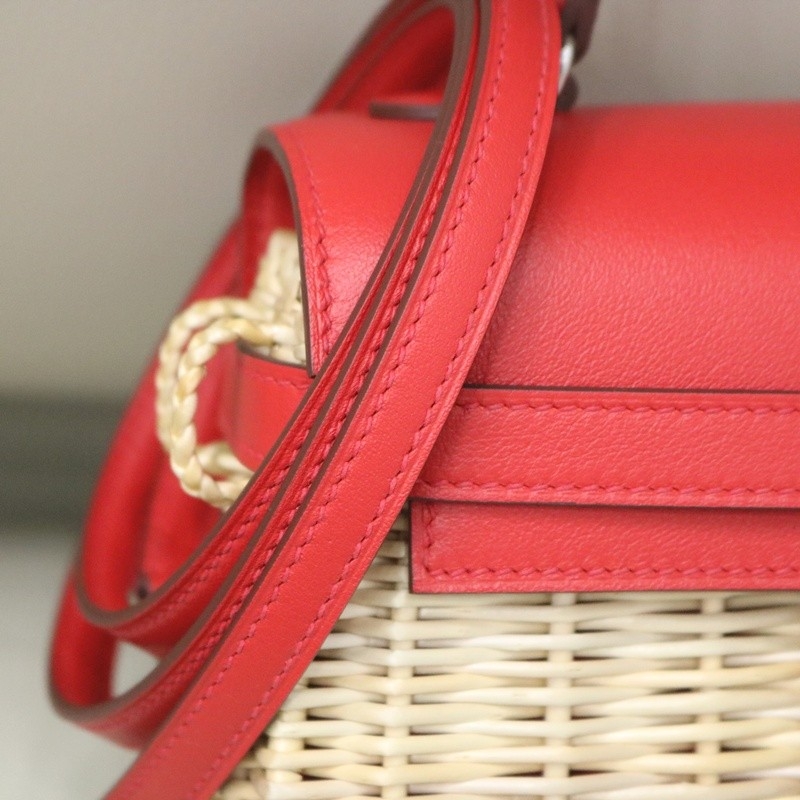 Hermès Mini Picnic Kelly 20 Rouge Coeur Swift Palladium Hardware