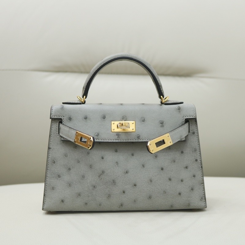 8U BIue GIacier ostrich mini kelly II with ghw