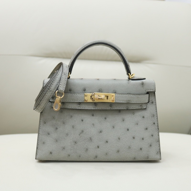 8U BIue GIacier ostrich mini kelly II with ghw