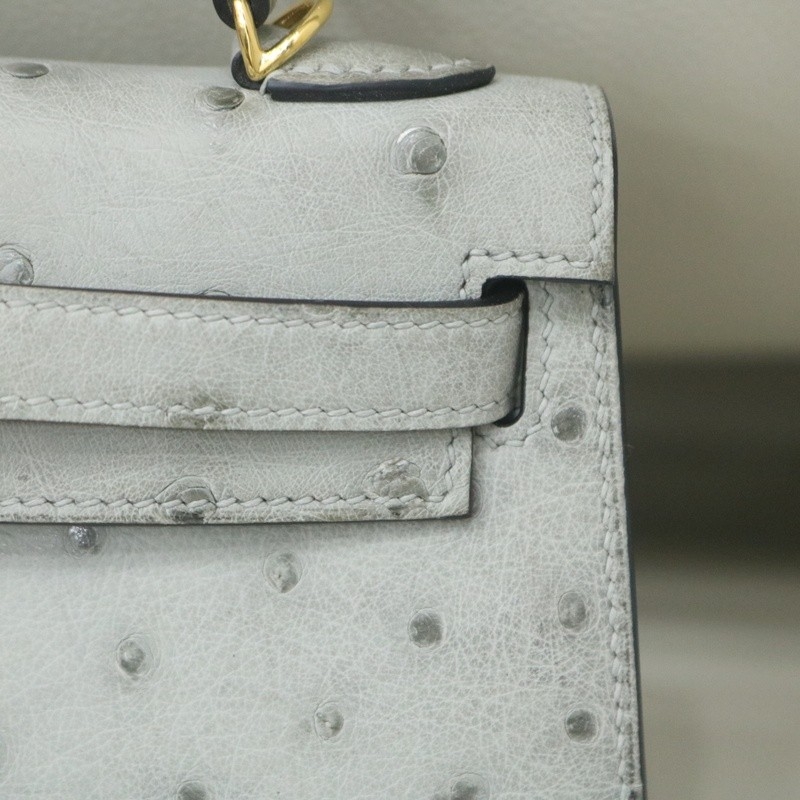 8U BIue GIacier ostrich mini kelly II with ghw