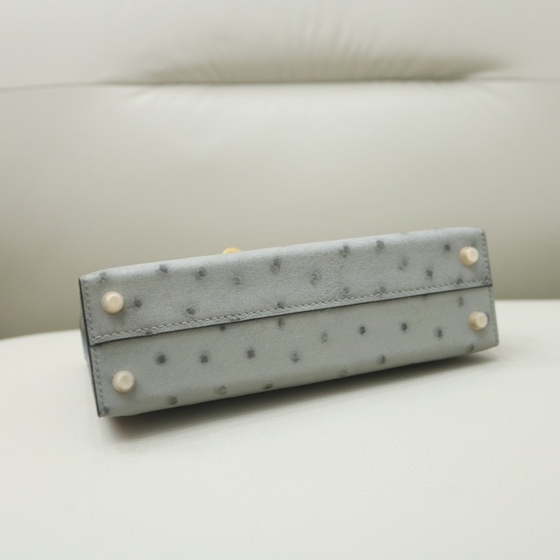 8U BIue GIacier ostrich mini kelly II with ghw