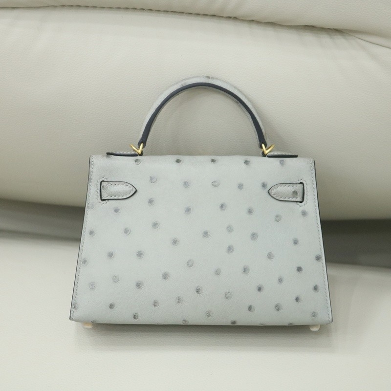 8U BIue GIacier ostrich mini kelly II with ghw