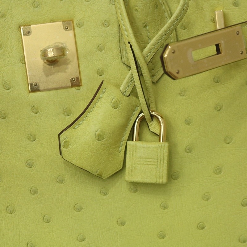 66 Vert Anis ostrich birkin 30 with GHW