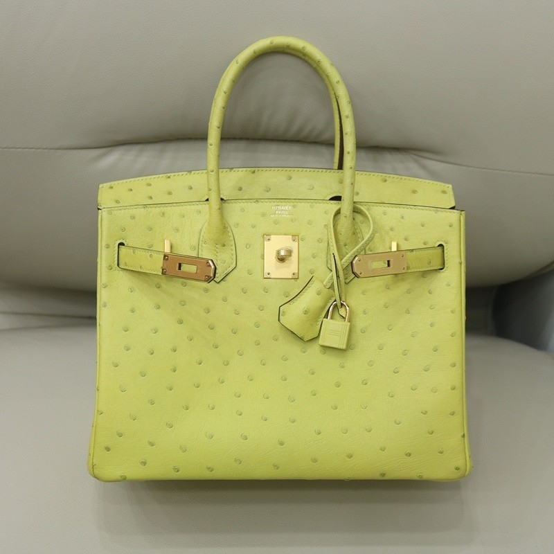 66 Vert Anis ostrich birkin 30 with GHW