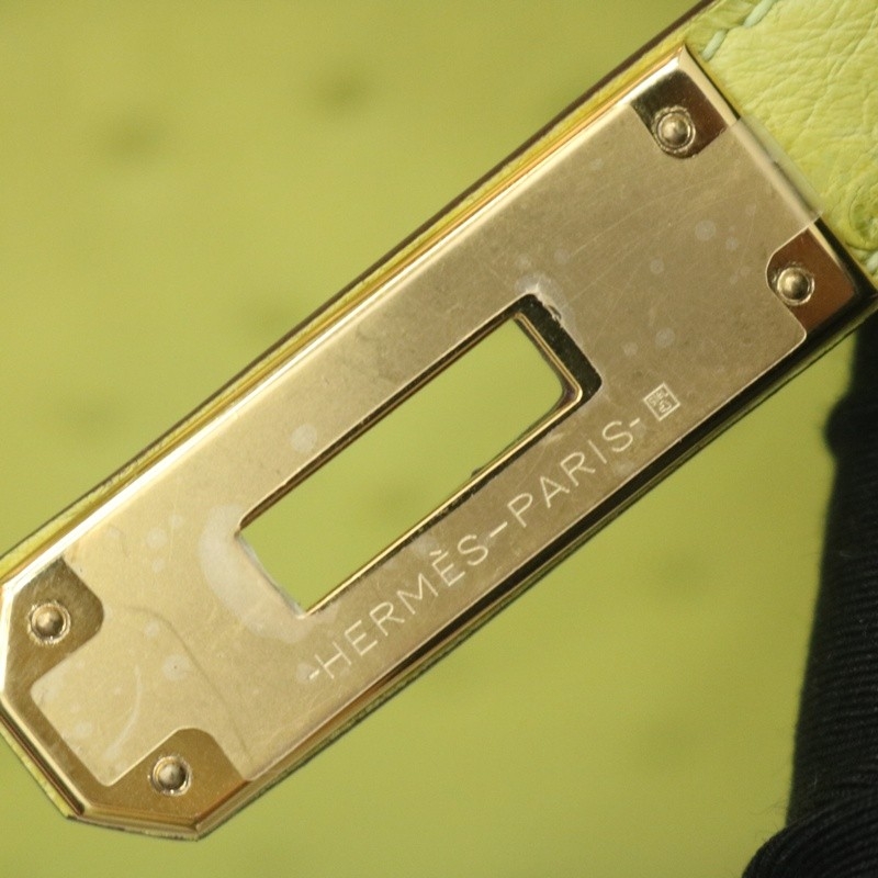66 Vert Anis ostrich birkin 30 with GHW