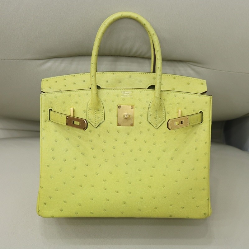 66 Vert Anis ostrich birkin 30 with GHW