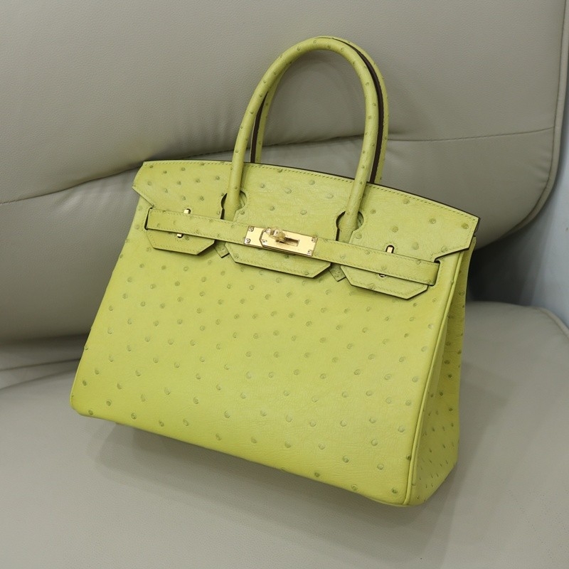 66 Vert Anis ostrich birkin 30 with GHW